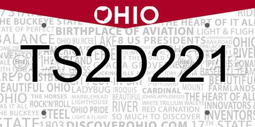 TS2D221 Ohio License Plate