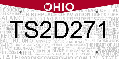 TS2D271 Ohio License Plate