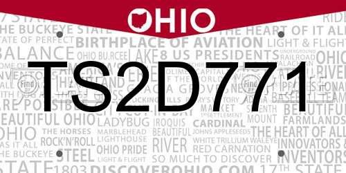 TS2D771 Ohio License Plate