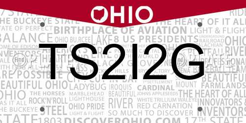 TS2I2G Ohio License Plate