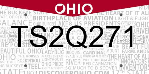 TS2Q271 Ohio License Plate