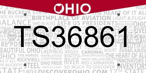 TS36861 Ohio License Plate