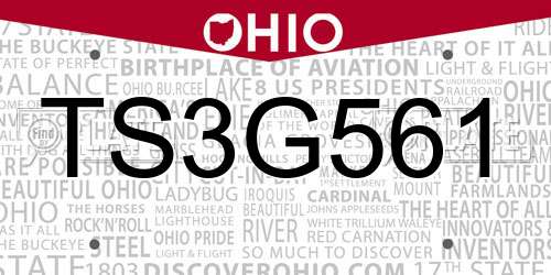 TS3G561 Ohio License Plate