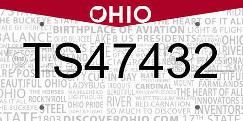 TS47432 Ohio License Plate
