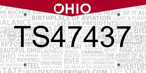 TS47437 Ohio License Plate