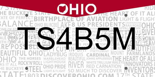 TS4B5M Ohio License Plate