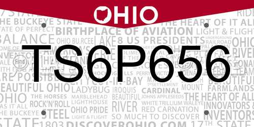 TS6P656 Ohio License Plate