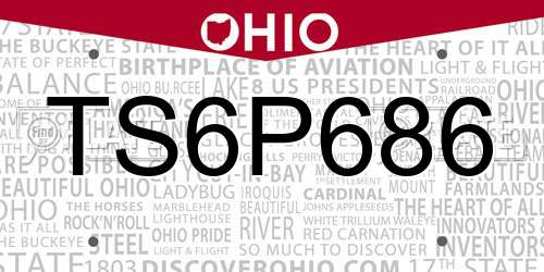 TS6P686 Ohio License Plate