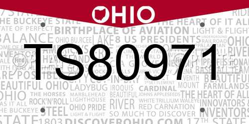 TS80971 Ohio License Plate