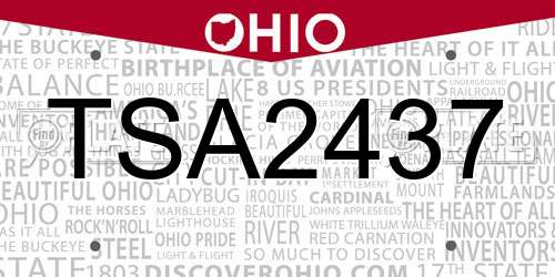 TSA2437 Ohio License Plate