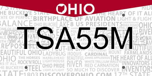 TSA55M Ohio License Plate