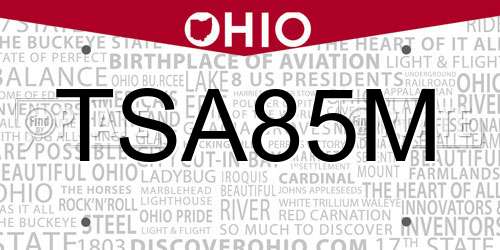 TSA85M Ohio License Plate