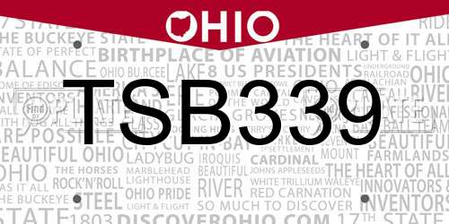 TSB339 Ohio License Plate