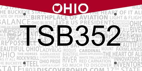 TSB352 Ohio License Plate