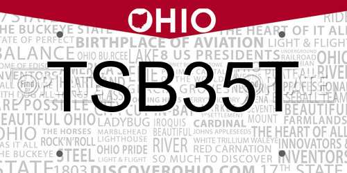TSB35T Ohio License Plate