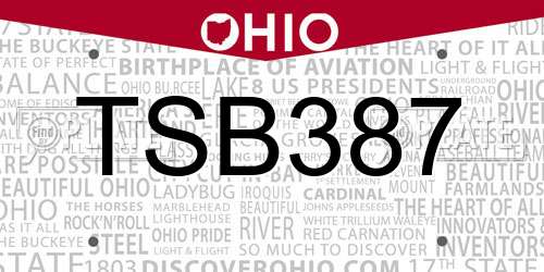 TSB387 Ohio License Plate