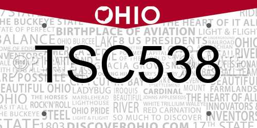 TSC538 Ohio License Plate