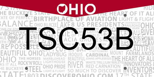 TSC53B Ohio License Plate