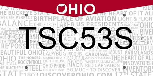 TSC53S Ohio License Plate