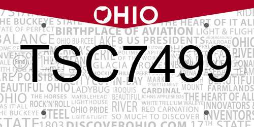 TSC7499 Ohio License Plate