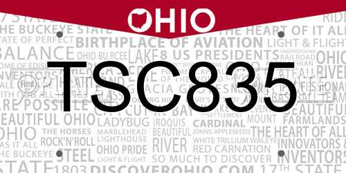 TSC835 Ohio License Plate