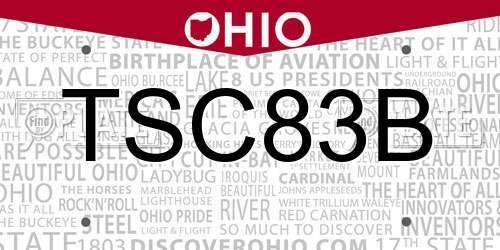 TSC83B Ohio License Plate