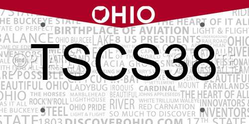 TSCS38 Ohio License Plate