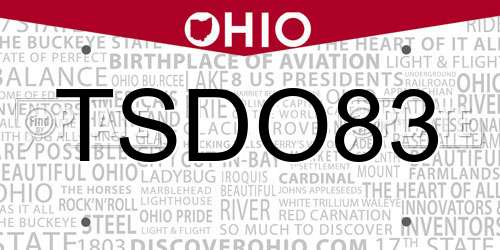 TSDO83 Ohio License Plate