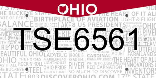 TSE6561 Ohio License Plate