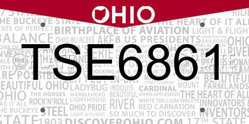 TSE6861 Ohio License Plate