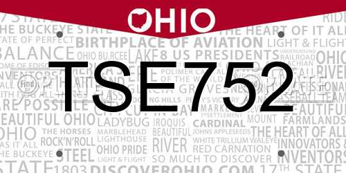 TSE752 Ohio License Plate