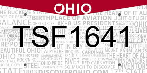 TSF1641 Ohio License Plate