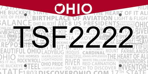 TSF2222 Ohio License Plate