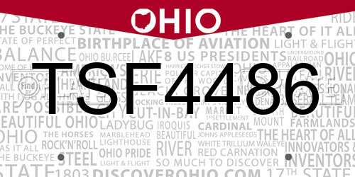 TSF4486 Ohio License Plate