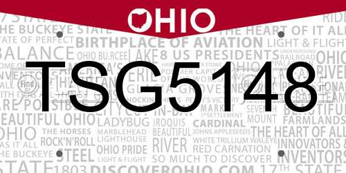 TSG5148 Ohio License Plate