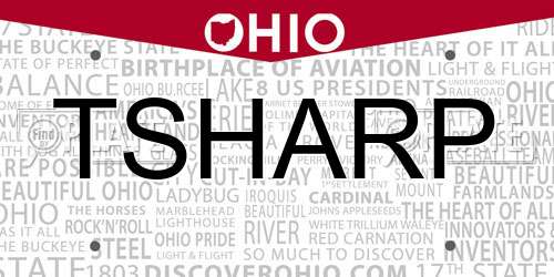 TSHARP Ohio License Plate