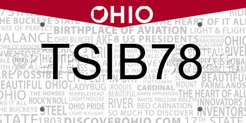 TSIB78 Ohio License Plate