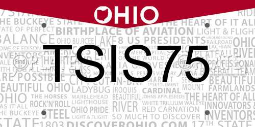 TSIS75 Ohio License Plate