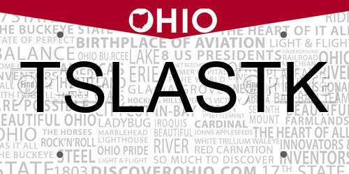TSLASTK Ohio License Plate