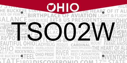 TSO02W Ohio License Plate