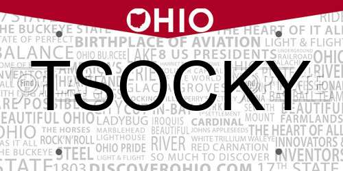 TSOCKY Ohio License Plate