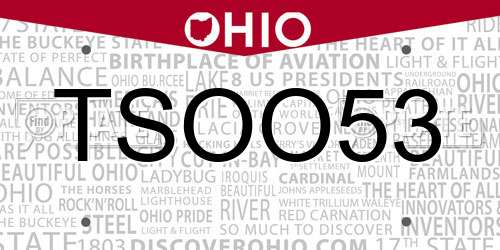 TSOO53 Ohio License Plate