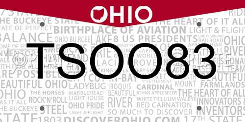 TSOO83 Ohio License Plate