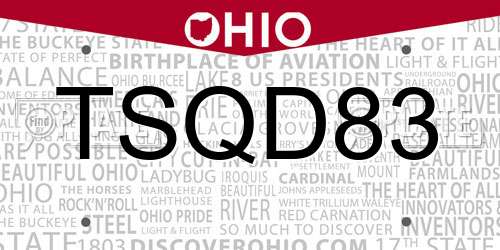 TSQD83 Ohio License Plate