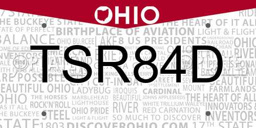 TSR84D Ohio License Plate