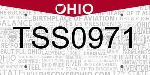 TSS0971 Ohio License Plate