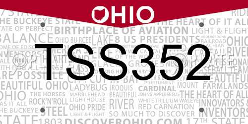 TSS352 Ohio License Plate