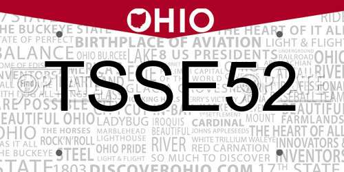 TSSE52 Ohio License Plate