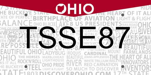 TSSE87 Ohio License Plate