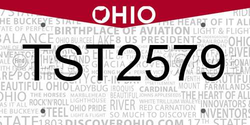 TST2579 Ohio License Plate